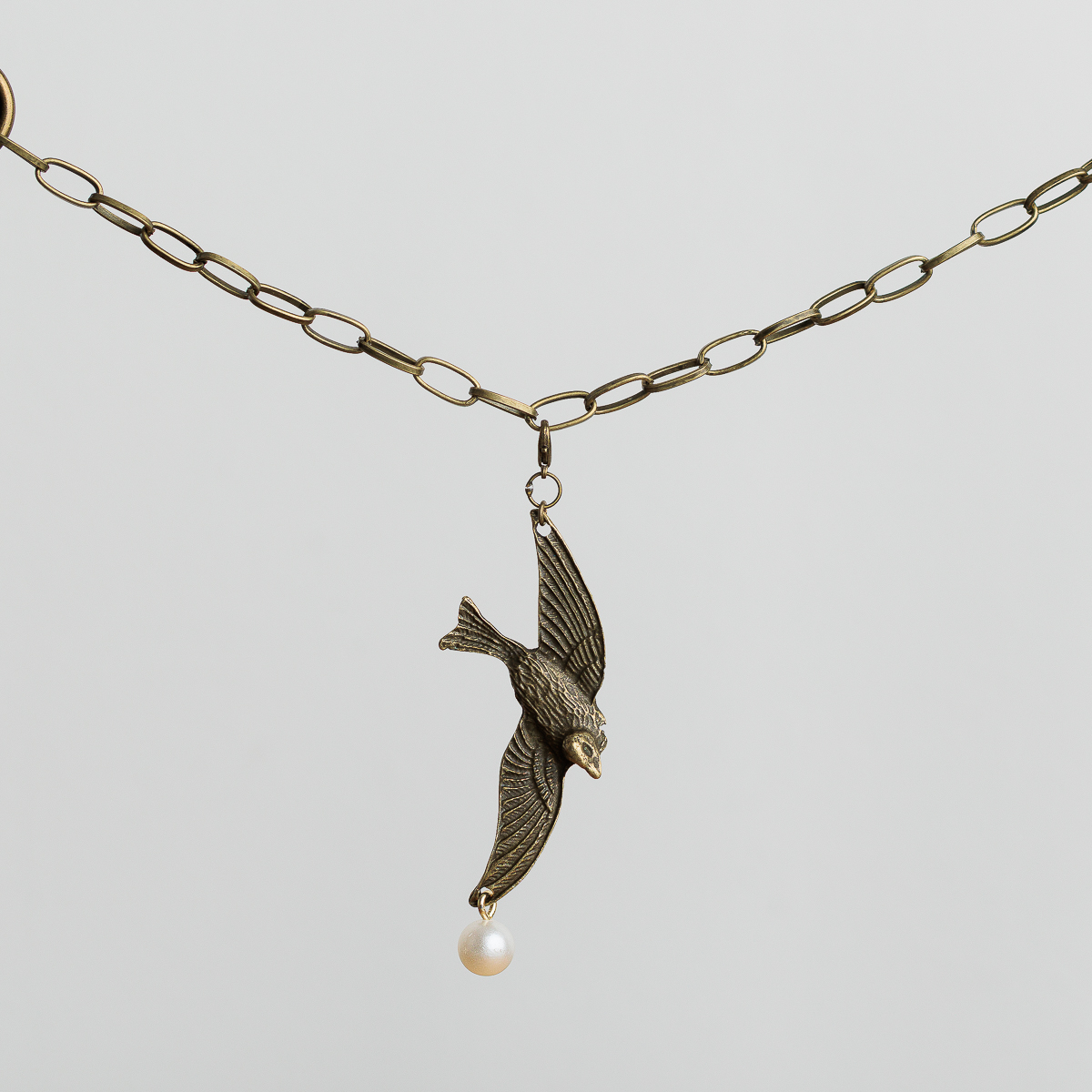 swallow bird with pearl charm for Renaissance faire costume